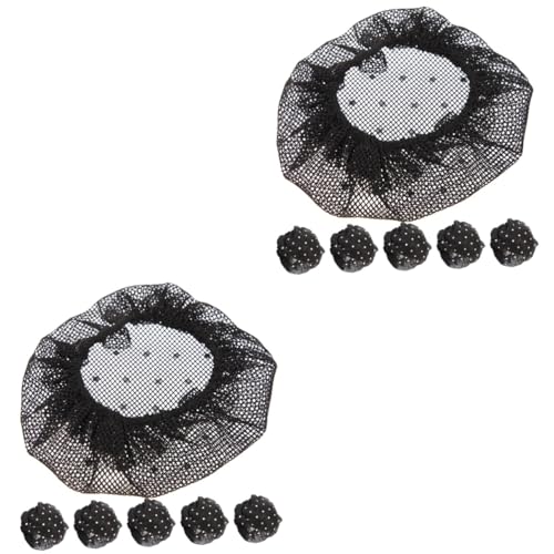 PAMINGONO 12 Stk Haarring Ballett Haarschmuck für Mädchen Ballettbrötchenmacher für Kinder Haarschmuck für Frauen Haarnetze frisierumhang Haarknotennetz Ballett Haarnetz Polyester Black von PAMINGONO