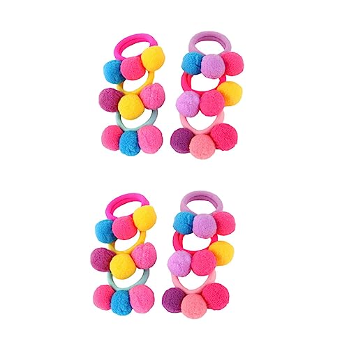 PAMINGONO 12 Stück Elastische Haargummis mit Weichen Pompon Bällen Langlebige Haarbänder für Mädchen Bequem Rutschfest Vielseitig für Alltag Party Hochzeit und Festtage Zufällige Farbe von PAMINGONO