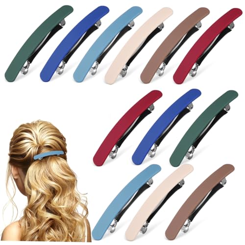 PAMINGONO 12 Stück Teiliges French Hair Clips für Damen Matte Oberfläche Starke Federmechanik für sicheren Griff Vielseitige Ponytail Haarklammern Modische Farben Robustes von PAMINGONO