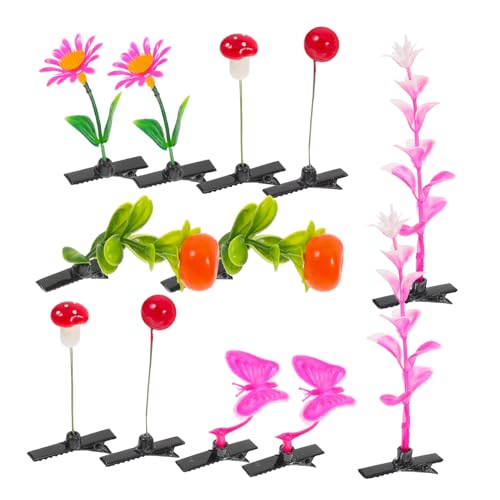 PAMINGONO 12 Stück Teiliges Realistische Pflanzen haarspangen Bunte Blüten Haarklammern für Mädchen Langlebig Fester Sitz Modischer Haarschmuck von PAMINGONO