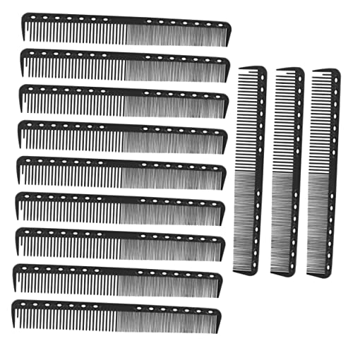 PAMINGONO 12stücke Carbonfaser Haarschneidekämme Hitzebeständige Antistatische Friseurwerkzeuge Für Männer Und Für Haarschnitte Und Styling Schwarz von PAMINGONO