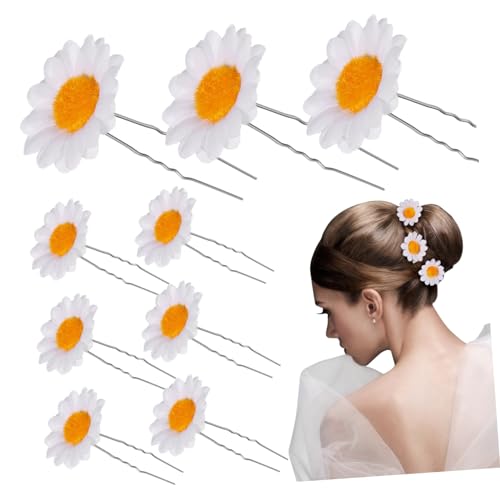 PAMINGONO 12stücke Haarspangen Mit Weißen Kunstblumen Haarnadeln Und Haarschmuck Für Damen Süßes Und Modisches Accessoire Für von PAMINGONO