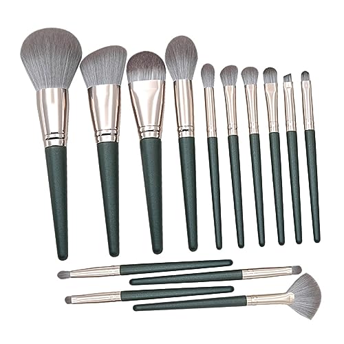 PAMINGONO 14stücke Teiliges Set Von Holzgriff Schminkpinseln Professionelle Kosmetikbürsten Für Foundation Lidschatten Und Blush Kunstfaser Pinsel Für Make-up-anwendungen Schwarzgrün von PAMINGONO