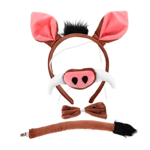 PAMINGONO 1satz Kostüm Mit Schweineohren Haarreif Fliege Schweinenase Und Für Halloween Und Cosplay Tierkostüm Kleine Fans von PAMINGONO