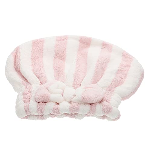 PAMINGONO 1stk Gestreifte Kappe Für Trockenes Haar Wasserdichtes Handtuch Schnell Trocknender Turban Gestreifter Badehut Bequeme Badekappen Wasserdichter Hut Badehüte Superfeine Faser Rosa von PAMINGONO