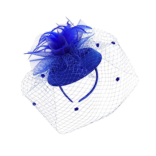 PAMINGONO 1stk Haarnadel Mit Blumenhut Hut Haarspange Kopftuch Stirnband Tea-party-hüte Haarschmuck Damen Stirnbänder Hochzeitsfoto Requisite Mini-haargummis Brautschleier Blue Gittergewebe von PAMINGONO