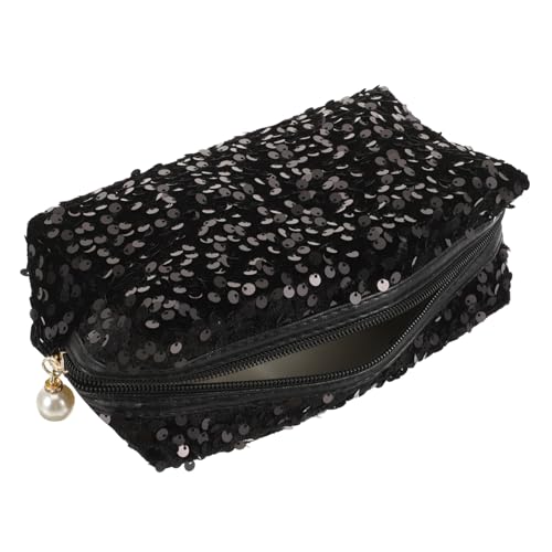 PAMINGONO Kosmetiktasche Mit Fächern Quadratisch Damen Make-up Tasche Hautpflege Produkt Lagerung Tasche Reisen Tragbar Pailletten Design Große Kapazität Kosmetik Beutel Kulturbeutel von PAMINGONO