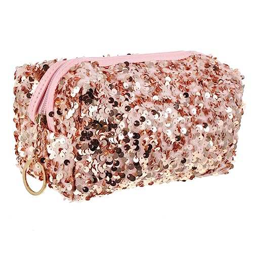 PAMINGONO 1stück Pailletten Kosmetiktasche Große Kapazität Tragbare Toilettentasche Für Damen Makeup Organizer Multifunktionale Aufbewahrungstasche Für Reisen Rosa von PAMINGONO