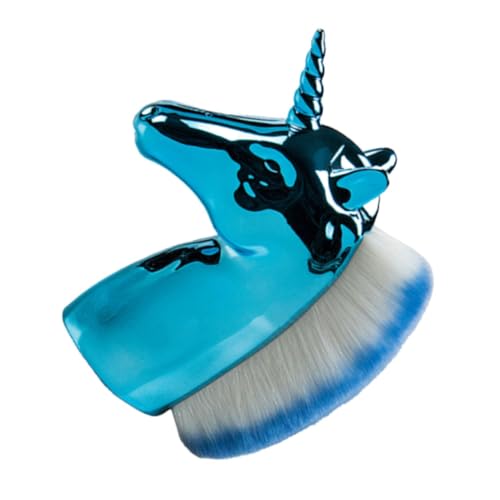 PAMINGONO 1stück Einhorn-design Make-up Pinsel Professioneller Puder Und Blush-pinsel Für Frauen Und Mädchen Blauer Griff Mit Tasche Für Tägliches Und Professionelles Make-up von PAMINGONO