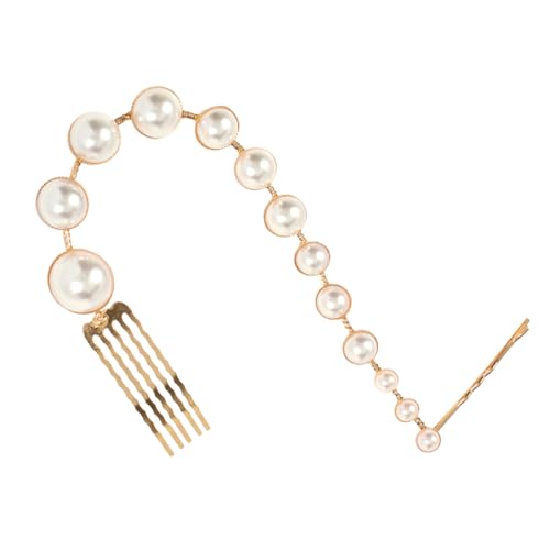 PAMINGONO Perle Haarschmuck Haarnadeln Perlenhaarspange Pferdeschwanzdekor Haarspange Für Frauen Mädchen Lange Kopfschmuck Mode Halskette von PAMINGONO