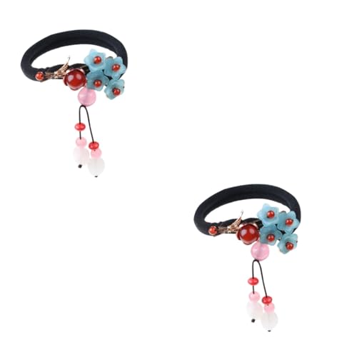 PAMINGONO 2stücke Vintage Haargummi Für Damen Retro Haarknoten Mit Agate Jade Design Bequeme Haarringe Für Pferdeschwanz Zopf Und Dutt Eleganter Haarschmuck Für Jeden Anlass von PAMINGONO