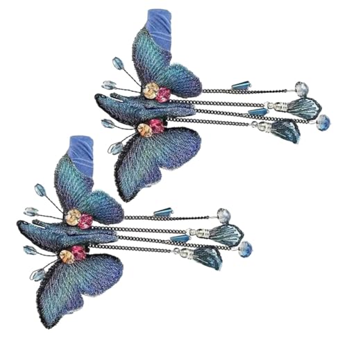 PAMINGONO 2 Stück Elegante Haarklammern für Dickes Haar mit Schmetterlings design und Funkelnden Strasssteinen Modische Tassel haarspangen für Damen Leichter Langlebiger Haarschmuck für von PAMINGONO