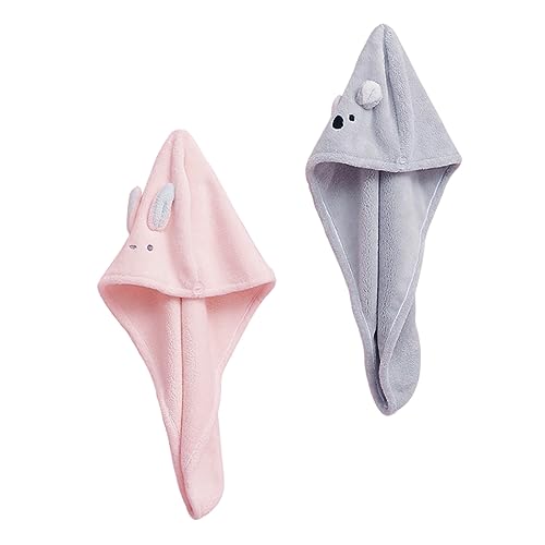 PAMINGONO 2 Stück Hasenohren Trockenes Haar Haartrocknungskappe Haarduschhaube Hut Für Frauen Vorgebundenes Kopftuch Für Saugfähige Handtuchkappe Hasenohren Haartrocknungskappe von PAMINGONO