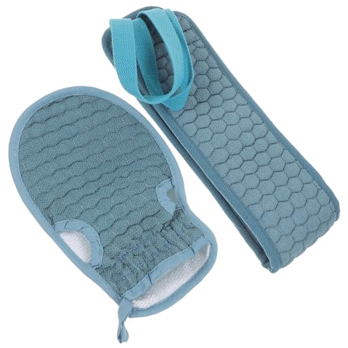 PAMINGONO 2stücke Handtuch Blau Rückenreibetuch Badehandschuh Schrubber Lange Streifen Duschtuch Für Peeling Und Hornhautentfernung Im Bad Oder Spa von PAMINGONO