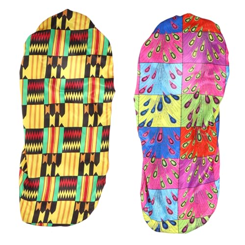 PAMINGONO 2 Stück Schlafmütze für lange Haare Satin-Mütze Haarnetz für die Nacht bequemer Kissenbezug für die Nacht elastisch weich und atmungsaktiv für Damen mit lockigem Haar von PAMINGONO