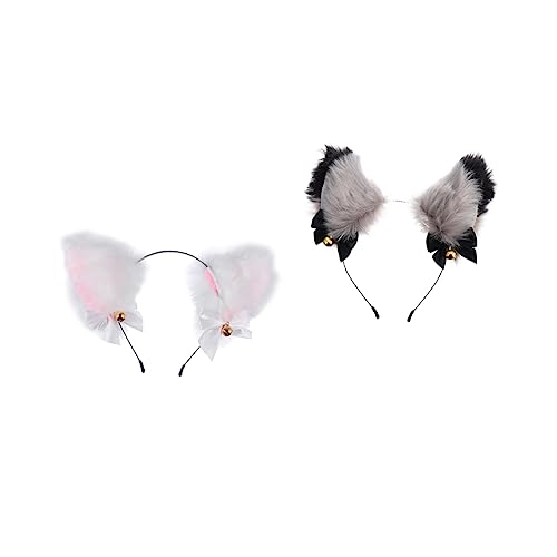 PAMINGONO 2 Stück Stirnband Plüschglocken Haarband Ohr Haarreifen Katzenmädchen Haarband Haarschmuck Für Party Urlaub Haarreifen Cosplay Party Haarband Party Haarreifen Cosplay Haarreifen von PAMINGONO