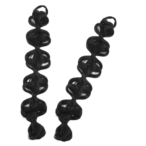 PAMINGONO 2 Stück Teiliges Geflochtener Langer Pferdeschwanz Haarteil in Natur Schwarz Synthetische Haarverlängerung für Damen Weiche Glatte Ponytail Extensions für Vielseitige Stylings von PAMINGONO