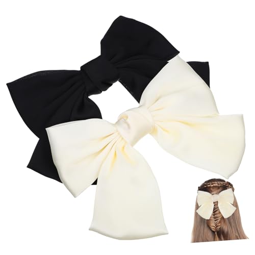 PAMINGONO 2 Stück Teiliges Haarschleifen Großer Schleifen Haarspangen für Damen Leichte Haarklammern Schwarz und Modischer Haarschmuck für Alltag Party Hochzeit Langlebig und Vielseitig von PAMINGONO