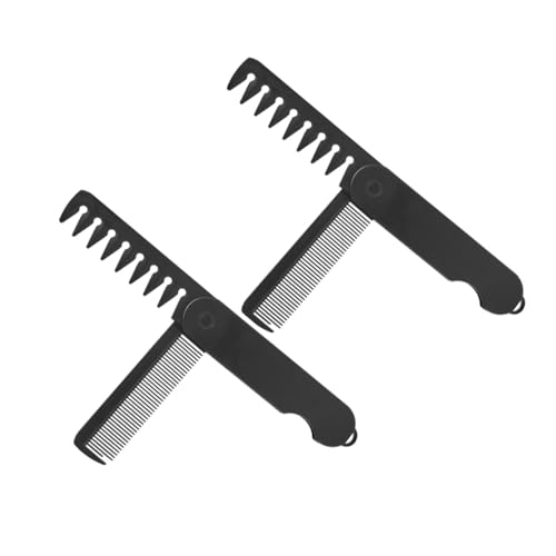 PAMINGONO 2 Stück Tragbarer Faltbarer Haarkamm mit Breiten und Feinen Zähnen Kompakter Klappkamm für Männer und Frauen Leichtes Robustes Styling Werkzeug für Reisen und Alltag von PAMINGONO