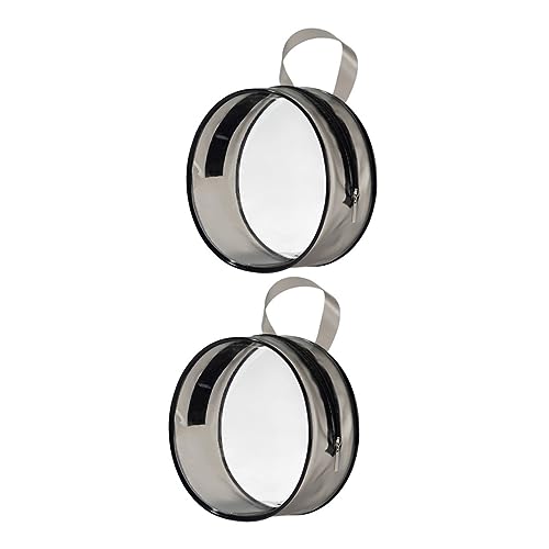 PAMINGONO 2 Stück Transparente wasserdichte Kosmetiktaschen Runde Makeup Organizer mit Großem Öffnungsdesign Leichte Reise und Aufbewahrungstaschen für Damen und Unterwegs von PAMINGONO