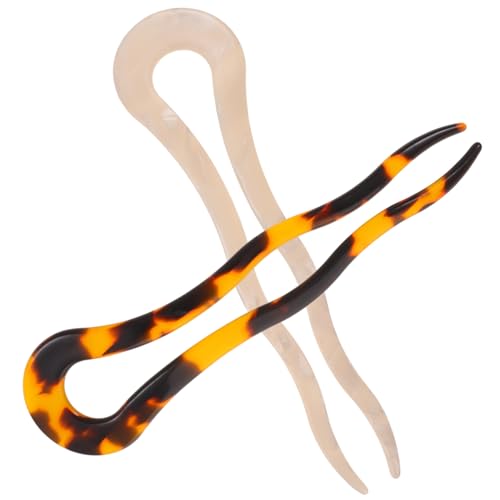 PAMINGONO 2 Stück U Förmige Haarnadeln aus Französische Haarnadeln für Damen Dekorative Haarspangen für Hochsteckfrisuren und Alltag Stilvolle Haarstyling Accessoires in Tiefes Schildpatt von PAMINGONO