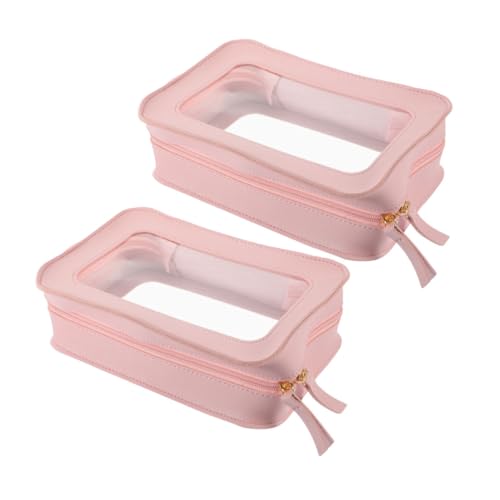 PAMINGONO 2stücke Transparenter Kulturbeutel Aus PVC Mit Glattem Reißverschluss Make-up-Taschen Für Damen Durchsichtige Kosmetiktaschen Mit Verstärkten Nähten Leicht Und Robust Für von PAMINGONO