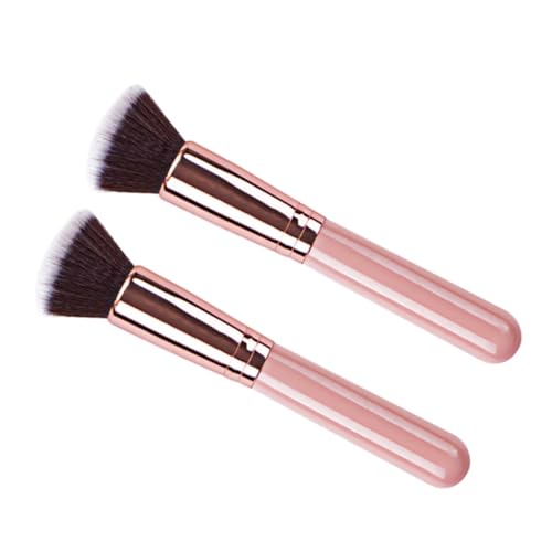 PAMINGONO 2stücke Tragbare Leichte Foundation-pinsel Mit Rosa Griff Für Flüssiges Makeup Und Frauen Und Mädchen Langlebige Kosmetikwerkzeuge Für Unterwegs von PAMINGONO