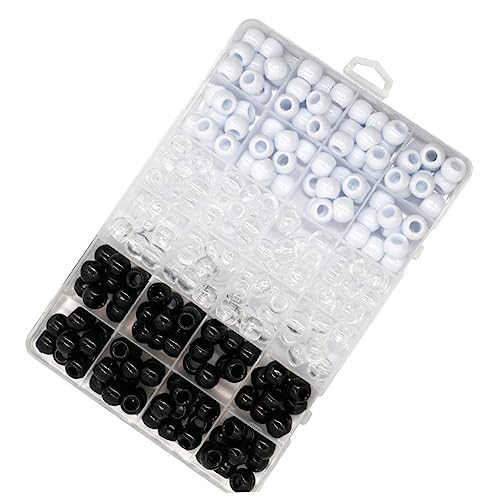 PAMINGONO 240 Stk Perücke Dreadlocks Zubehör kreatives DIY-Perlenzubehör transparent haarschmuck kinder bastelset schwarz weiße perlen selber machen schwarze weiße Dreadlocks-Perlen Plastik von PAMINGONO