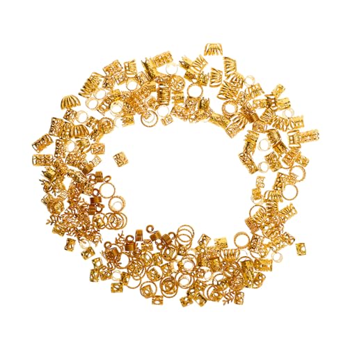 PAMINGONO 290Stücke Haarschmuck für Dreadlocks und Zöpfe Gold und Silber Haarringe Einfache Anwendung für Modische Frisuren Design aus Zinklegierung Vielseitige Haaraccessoires von PAMINGONO