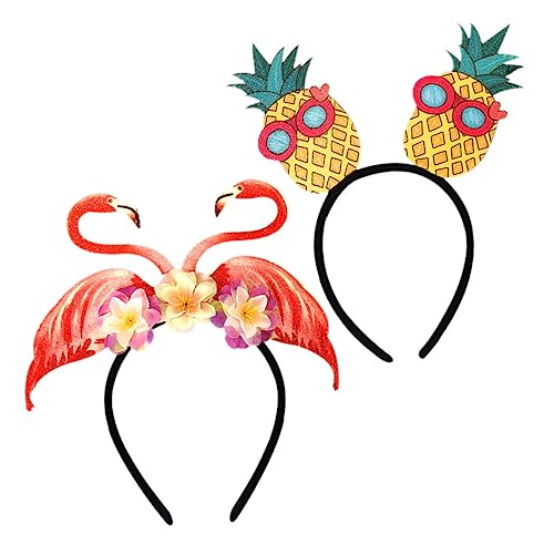 PAMINGONO 2stücke Hawaiian Party Haarreif Teiliges Accessoire Mit Flamingo Und Ananas Design Für Luau Pool Und Mottopartys Hautfreundlich Und Dekorativ von PAMINGONO
