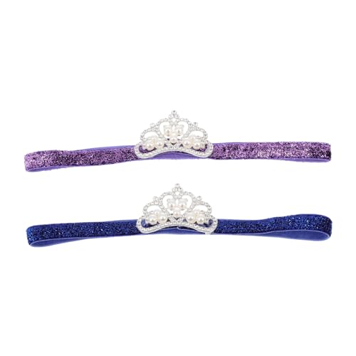 PAMINGONO 2St Perle Krone Stirnband Mädchen Haarschmuck einzigartige Haardekoration kinder haarschmuck geburtstagskrone für kinder hochzeitsdeko Party- -Krone Kronenkopfschmuck Stoff von PAMINGONO