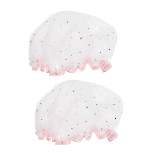 PAMINGONO 2 Stücke Badekappen Doppelschicht Erwachsene Gesicht Wasser Bad Dusche Hüte Für Frauen von PAMINGONO