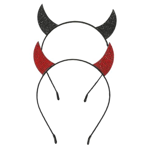 PAMINGONO 2stücke Teufelshörner Haarreif Mit Strasssteinen Für Halloween-party Kostümparty Umweltfreundliches Material Glänzende Dekoration von PAMINGONO