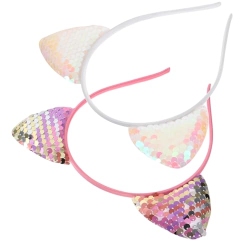 PAMINGONO 2er Set Glitzernde Katzenohren Haarreifen Lustige Haarschmuck Accessoires Für Karneval Partys Und Festivals Pink + von PAMINGONO
