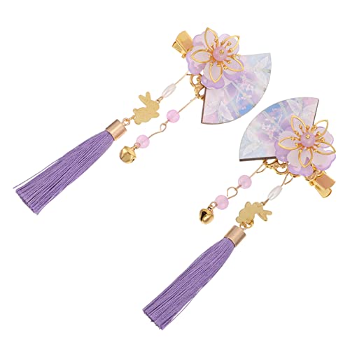 PAMINGONO 2stücke Frauen Haarklammer Fächerform Japanischer Stil Haarspange Mit Quasten Und Perlen Für Hochzeiten Und Besondere Anlässe Leicht Und Bequem Zu Tragen von PAMINGONO