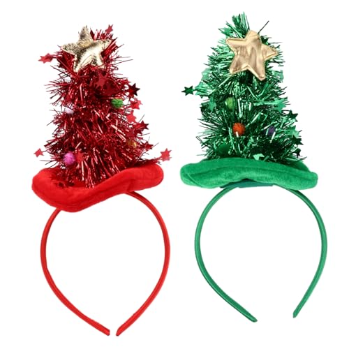 PAMINGONO 2 Stücke Weihnachten Baum Stirnband Samt Glänzenden Faden Weihnachten Haar Zubehör Festliche Weihnachten Haar Hoop Für Urlaub Party von PAMINGONO