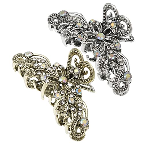 PAMINGONO 2stücke Haarklammern Mit Strasssteinen Damen Metall Haar Clips Haarspangen Für Dünnes Und Dickes Haar Büro Reisen Party Alltag Haaraccessoires von PAMINGONO
