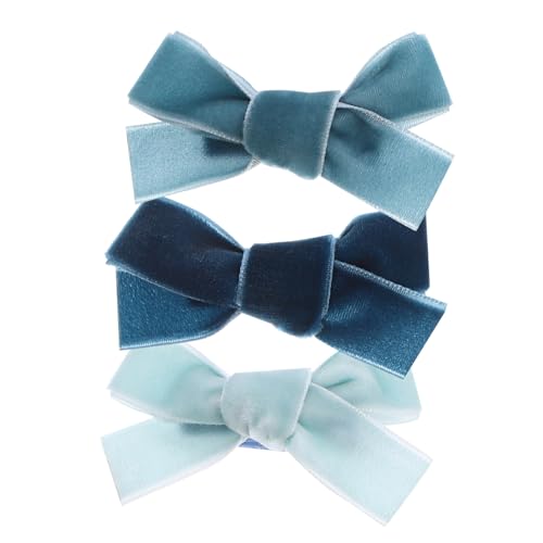 PAMINGONO 3stücke Süße Haarspangen Mit Schleifen Für Mädchen Niedliche Haarschmuck-accessoires Farbverlaufsblau Rutschfeste Clips Für Mädchen Für Tägliche Anwendung von PAMINGONO