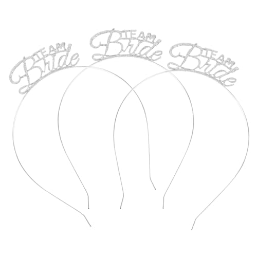 PAMINGONO 3 Stück Teiliges Silbernes Metall Haarreifen für Junggesellinnenabschied Rutschfeste Party Haarreifen Team Bride Haarschmuck für Damen Vielseitig Einsetzbar bei Feiern und von PAMINGONO