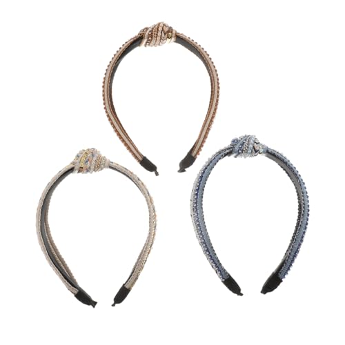 PAMINGONO 3 Stück Teiliges Strass perlen Haarbänder mit Knotenoptik Elastische Glitzernde Haarschmuck für Damen und Mädchen Bequeme Passform für Verschiedene Frisuren von PAMINGONO