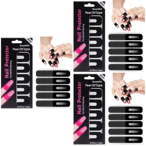 PAMINGONO 300 Blatt Nail Art Anti Spill Aufkleber Nagelzubehör U Kurvenform Nagelschutz Nagelschutz Nagellack Stempelplatten Nagellackschutz Aufkleber Nagelband von PAMINGONO