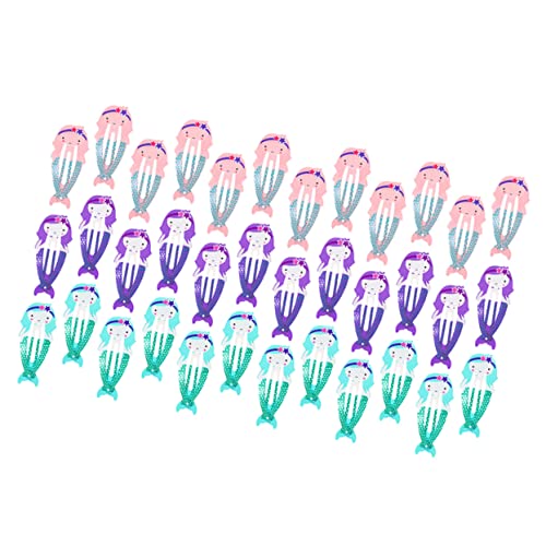 PAMINGONO 36stücke Meerjungfrau Haarschmuck Junge Mädchen Haarspangen Mit Druckknöpfen Meerjungfrau Motiv Metall Haarspangen Für Mädchen Haar Zubehör Für Langes Kurzes Lockiges Glattes Haar von PAMINGONO