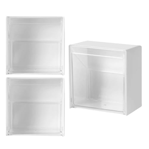 PAMINGONO 3stücke Teiliges Wandmontiertes Aufbewahrungsset Für Wattestäbchen Und Kosmetikartikel Badezimmer Organizer Für Lippenstifte Wattepads Und Stilvolles Design Weiß von PAMINGONO