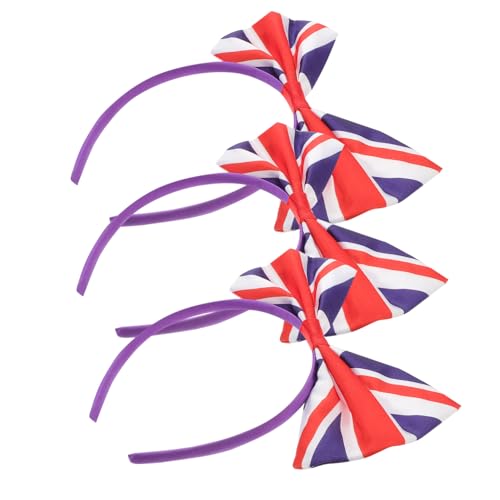 PAMINGONO 3 Stück Haarreifen mit Großer Schleife und Uk Flagge für Festivals und Sport Kopfbedeckung für Erwachsene von PAMINGONO