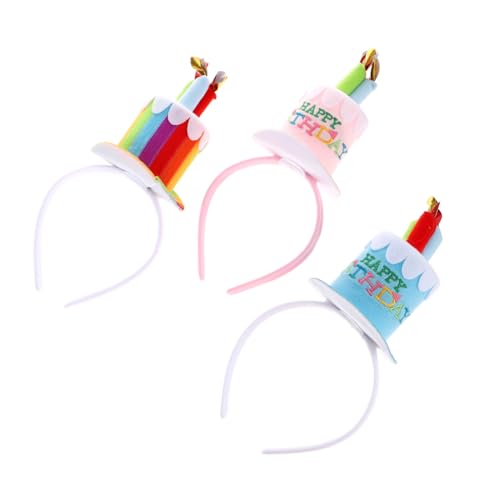 PAMINGONO 3st Kerze Stirnband Feiertagsparty-kopfschmuck Geburtstagstorte Stirnband -haargummi Stirnband Für Kinder Haargummis Für Kinder Geburtstag Spitzkerzen Blue Stoff von PAMINGONO