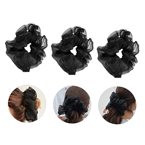 PAMINGONO 3stücke Pack Elastische Haargummis Dehnbare Haarseile Für Mädchen Pferdeschwanzhalter Stretchy Haarreifen Retro Design von PAMINGONO
