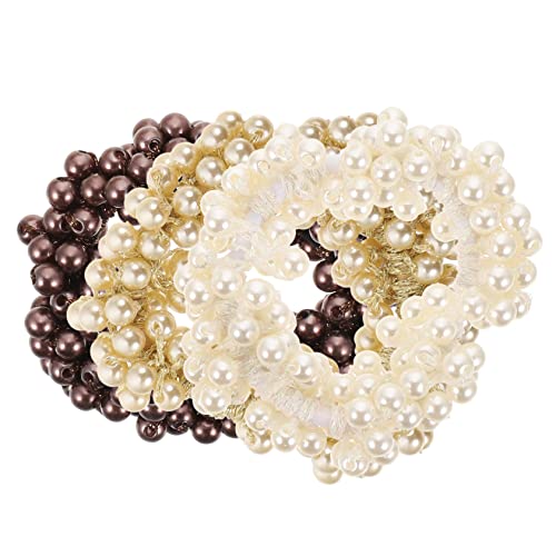 PAMINGONO 3stücke Perlenhaargummi Elastisch Für Mädchen Pferdeschwanz Perlen Haarseil Haarband Zubehör Mit Perlen Für Zöpfe Und Frisuren von PAMINGONO