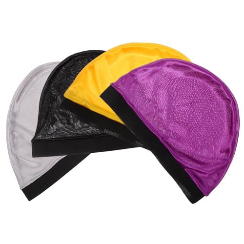 PAMINGONO 4stücke Elastische Wellenkappen Unisex Farbenfrohe Strumpfkappen Atmungsaktive Domkappen Für Verschiedene Frisuren Und Schützend von PAMINGONO