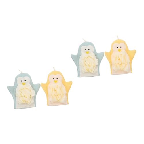 PAMINGONO 4 Stück Cartoon Badehandschuhe, Peelinghandschuh, Peelingtuch, Duschschrubbtuch, Körperreinigungstuch, Haushaltstuch, Schäumender Badehandschuh, Geschmeidiges Badetuch, von PAMINGONO