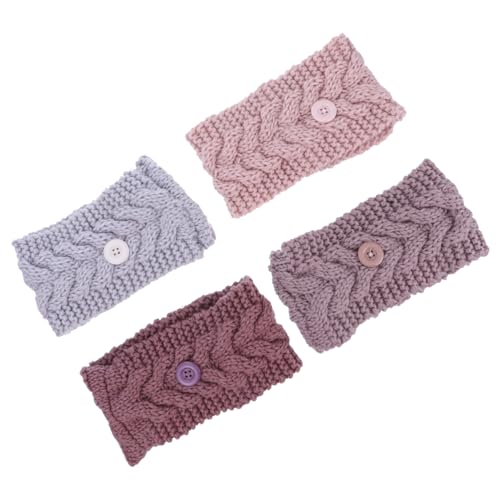 PAMINGONO 4stücke Knopf Stirnband Ohrwärmer Haarband Für Maske Gestricktes Stirnband Für Frauen Haarband Für Winter von PAMINGONO